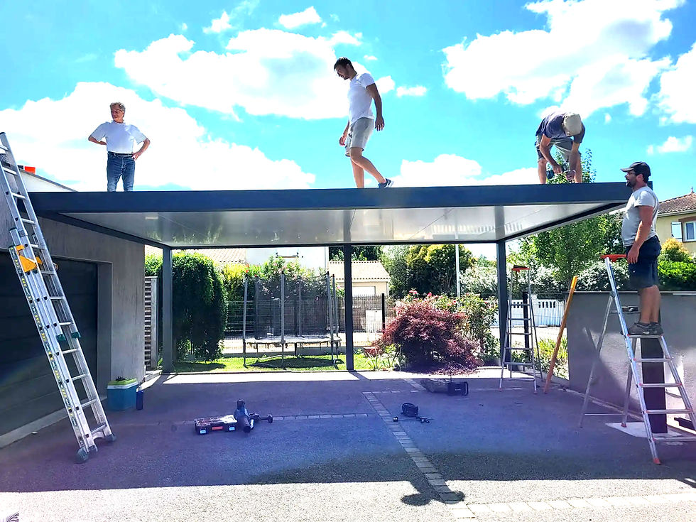 carport double ou abri pour 2 voitures sur mesure en aluminium adossé au garage créalu diffusion gers toulouse