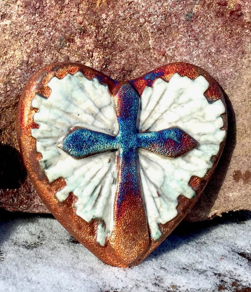 Raku Blessed Heart Medallions - Various Designs
