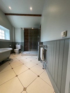 Farrow & Ball 3 coat system was applied to this bathroom in Burnham Overy Staithe, Norfolk by Norfolk Coast & Country Building & Renovations