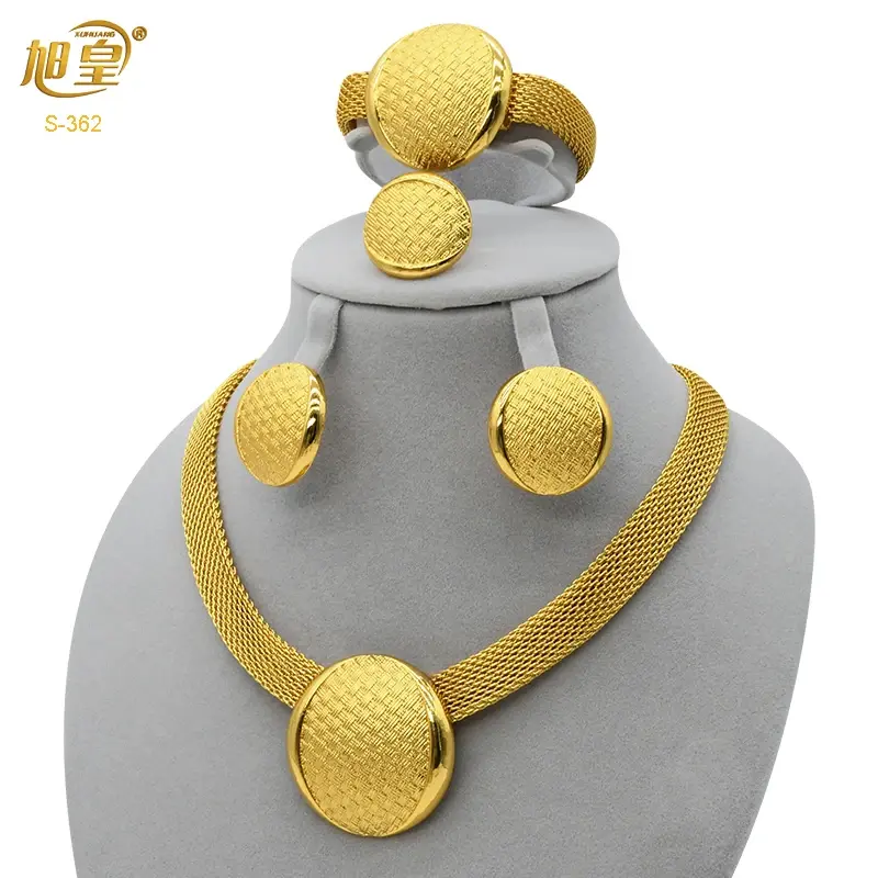 Thumbnail: XUHUANG African Necklaces Bracelets Earing Sets Nigerian Wedding Jewelry Set Et