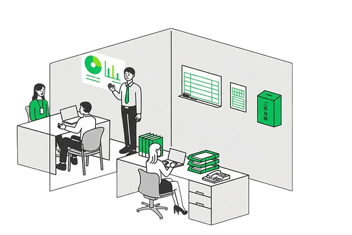 LINE WORKS 一站式辦公功能：整合聊天、檔案、視訊會議、佈告欄、行事曆與問卷