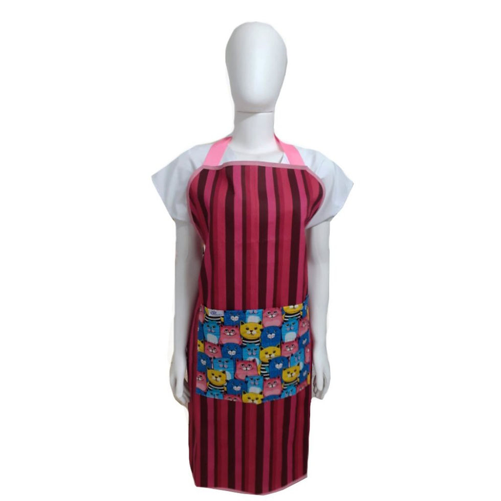 Avental Sarja Semi-Impermeável Estampado Tchuska Cats - Rosa