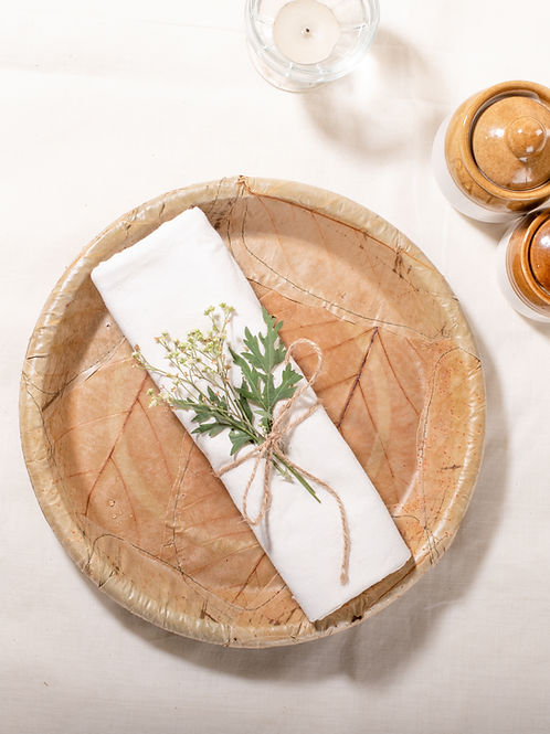 Biodegradable Multilayered Sal Leaf Round Plate - 20Pcs | 14 Inches