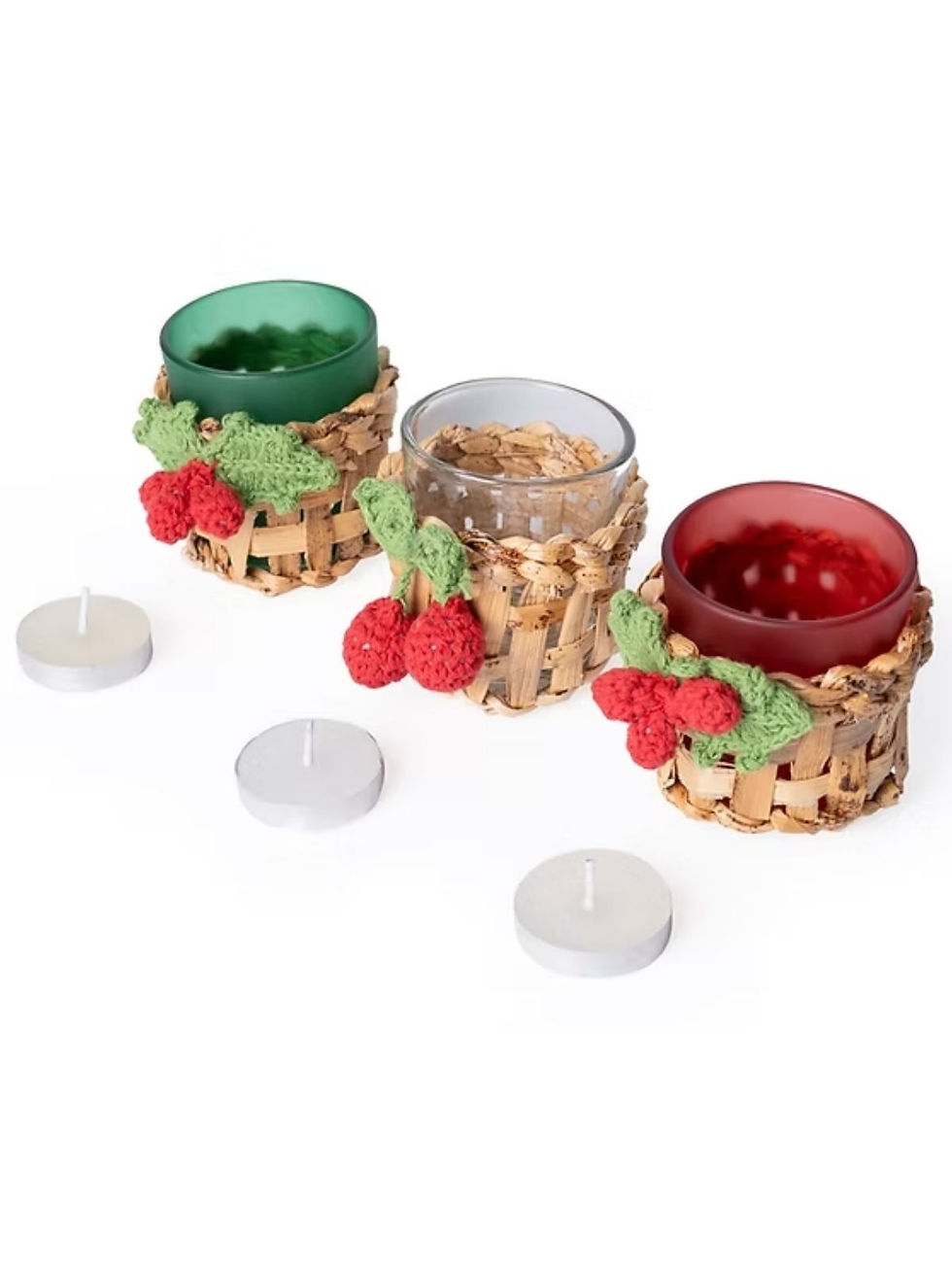 Banana Bark & Crochet Joy Tea Light Holder | Set of 3