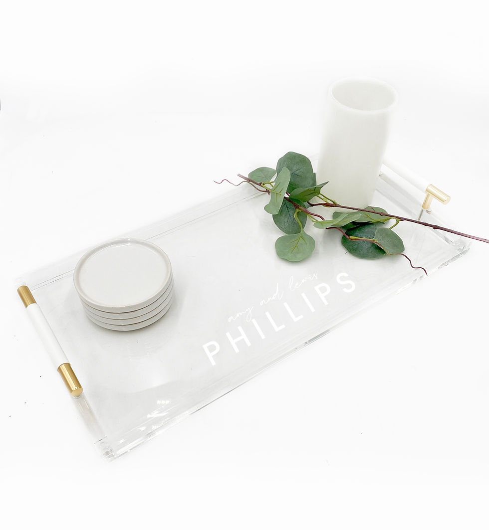 Thumbnail: Acrylic Serving Tray with Gold Handles