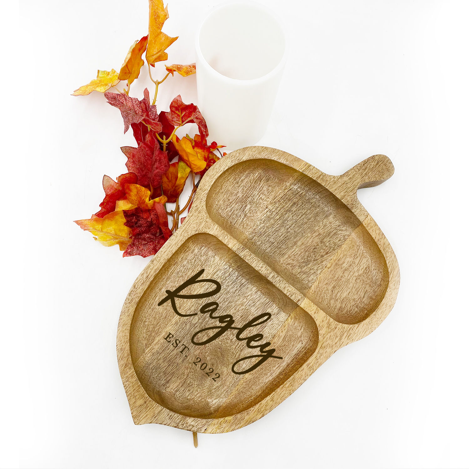 Wooden Acorn Serving Tray