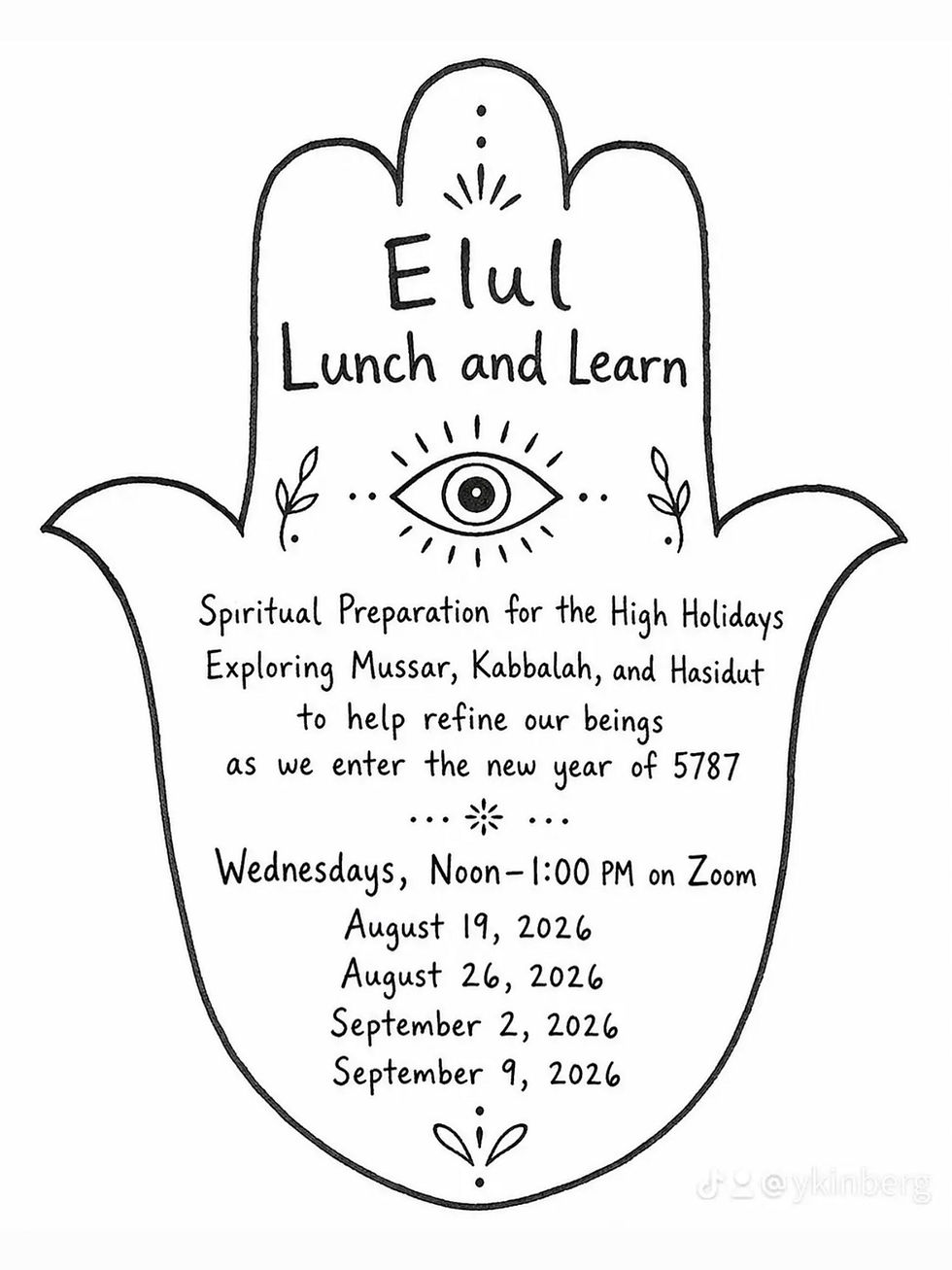 Midweek Torah Study - Elul: Spiritual Preparation for the High Holidays - Zoom Only