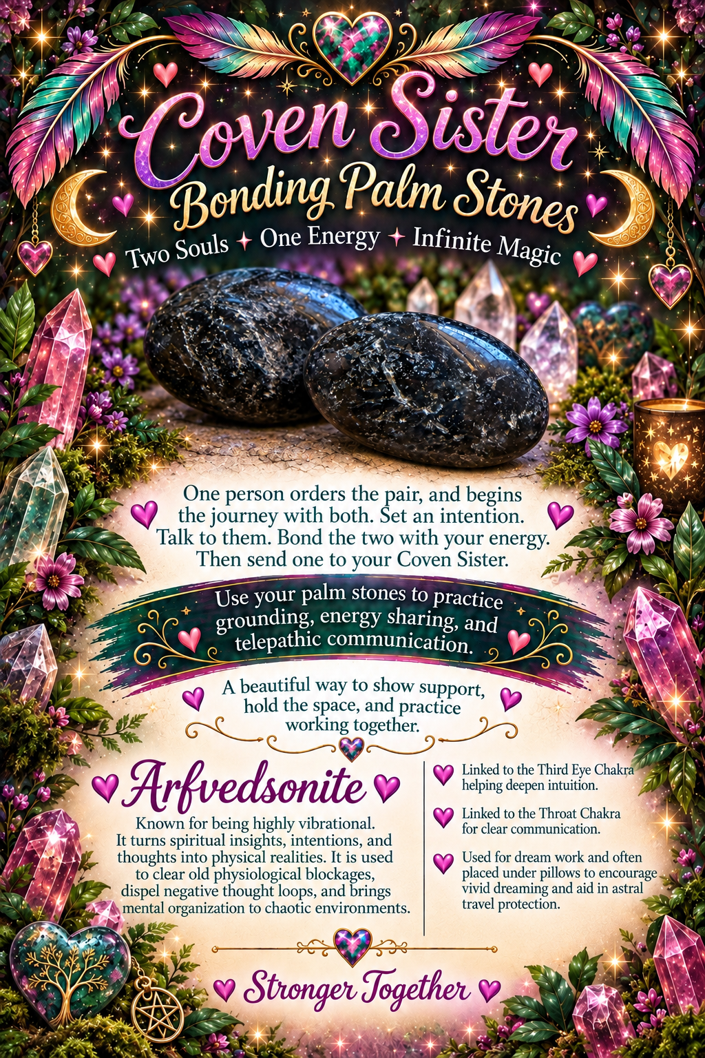 Coven Sister Bonding Palm Stones - Arfvedsonite