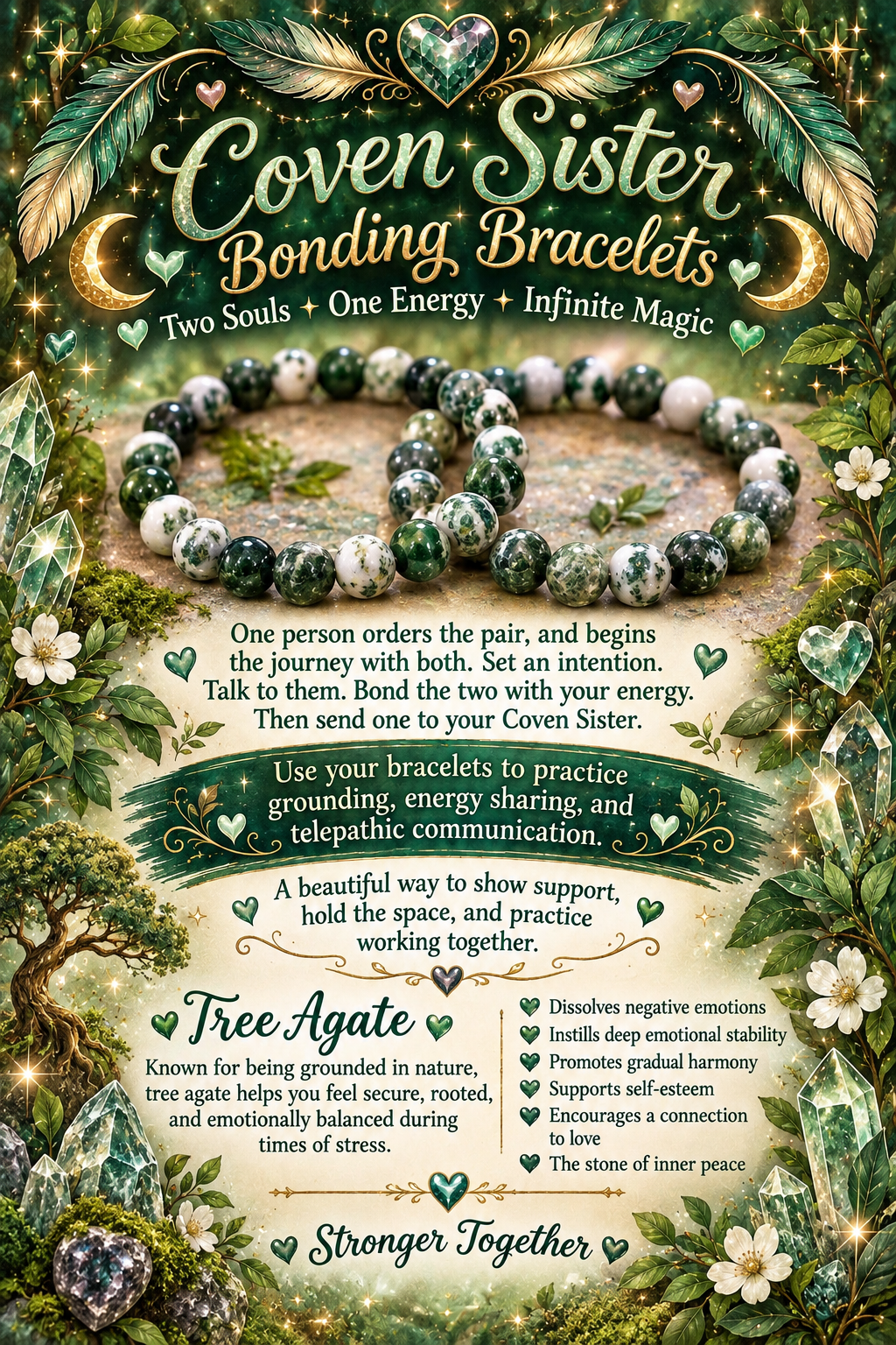Coven Sister Bonding Bracelets - Tree Agate