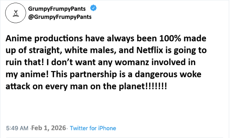 As recently as 1992 only 94% of staff used to be white males, but then Japan epically banned women and minorities from making anime in 1993.