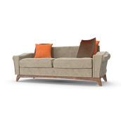 Beige sofa with orange and brown pillows, home decor furniture design