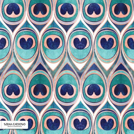Peacock feathers eye // fabric wallpaper and home decor