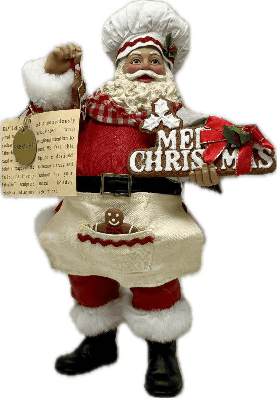 Hand-painted Fabriche Santa Figurine Decoration - 27cm