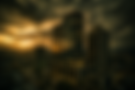 Dramatic sunset over a modern city skyline