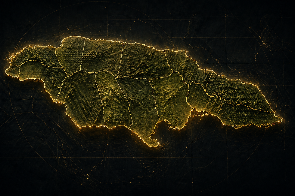 Illuminated map of Jamaica