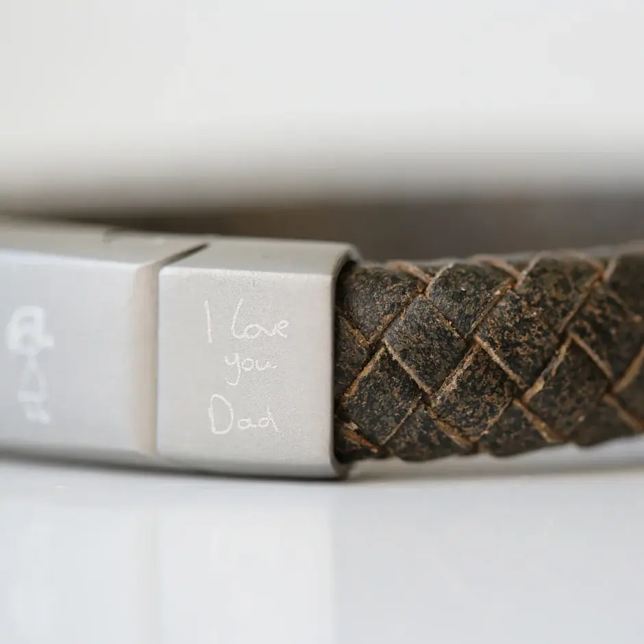 Thumbnail: Handwriting Engraved Antique Style Bracelet - Rustic