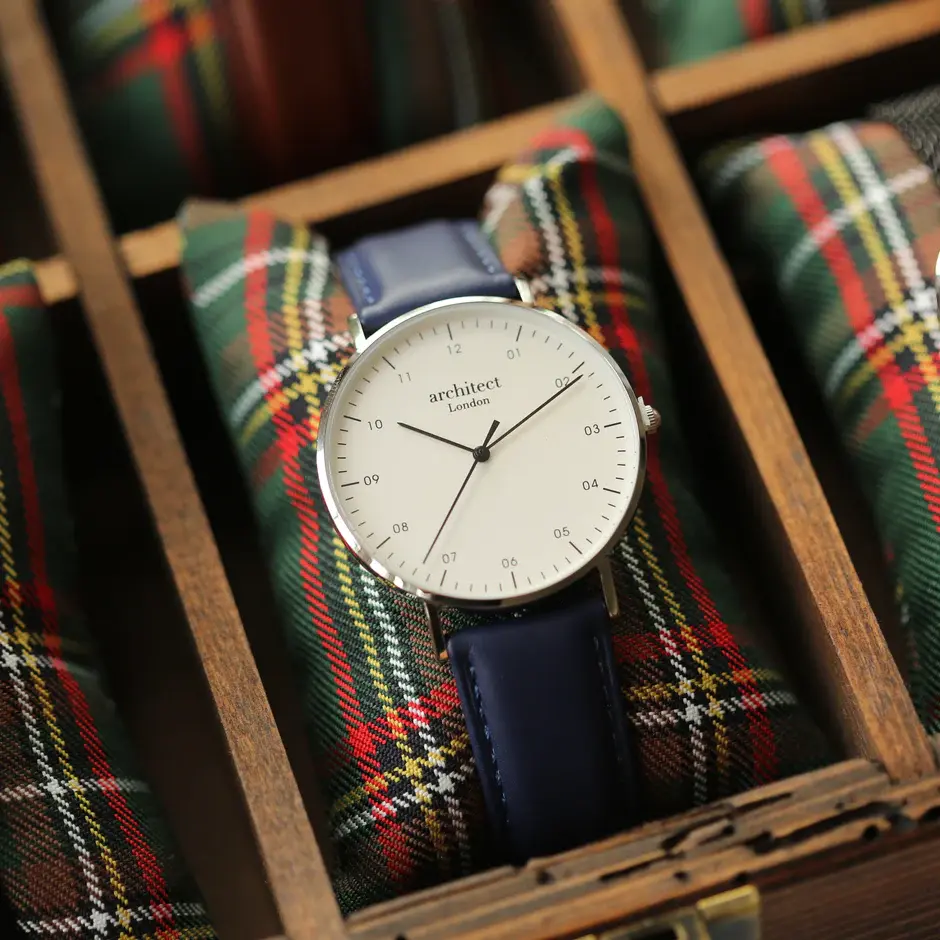 Thumbnail: Handwriting Engraving - Men's Architect Zephyr + Admiral Blue Strap