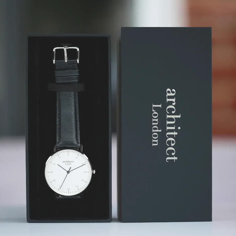 Thumbnail: Handwriting Engraving - Men's Architect Zephyr + Jet Black Strap