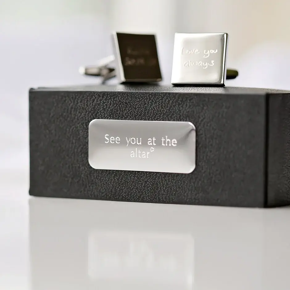 Thumbnail: Engraved Own Actual Handwriting Cufflinks