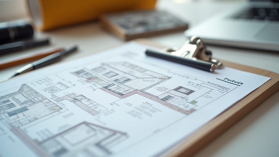 Close-up view of a detailed remodeling project plan on a clipboard
