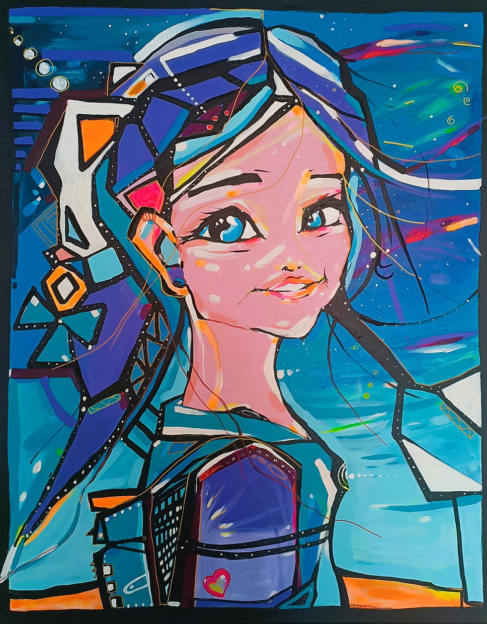 Starlight Dreamer - a piece that grew straight from my heart and imagination. She is a reminder that even in a fragmented world, beauty and light always shine through. Painted with love, bright colors, and a touch of cosmic wonder. Its an original artwork ready to bring magic and energy into your home.
If you feel connected to her, she is looking for a forever home :)