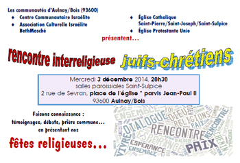 Soirée interreligieuse sur les Fêtes religieuses le 3 décembre