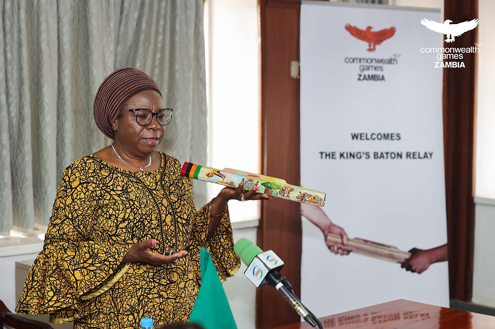 Republican Vice President of Zambia Dr.W.K. Mutale Nalumango carrying the King's Baton Relay