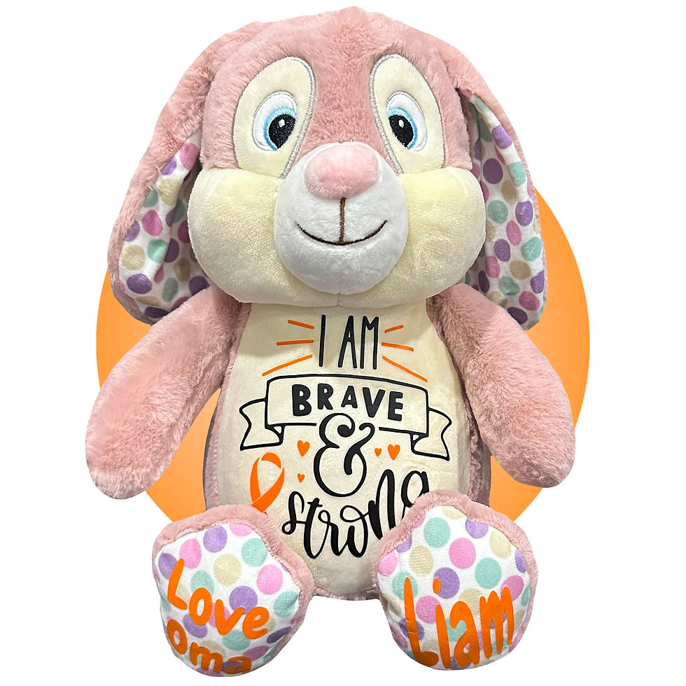 Thumbnail: 17" cancer stuffed animal, personalized pink bunny for cancer patients by kiklishop.com