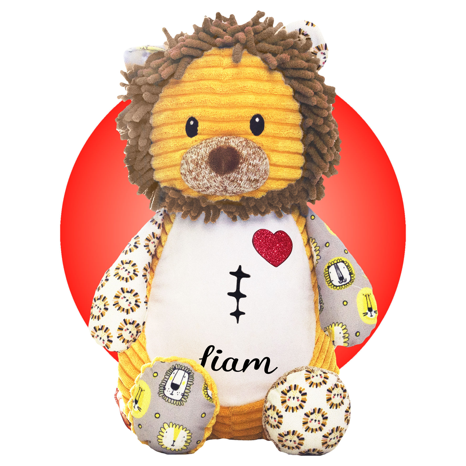 17" personalized lion scar buddy, heart surgery gifts for kids, lion stuffed animal plush