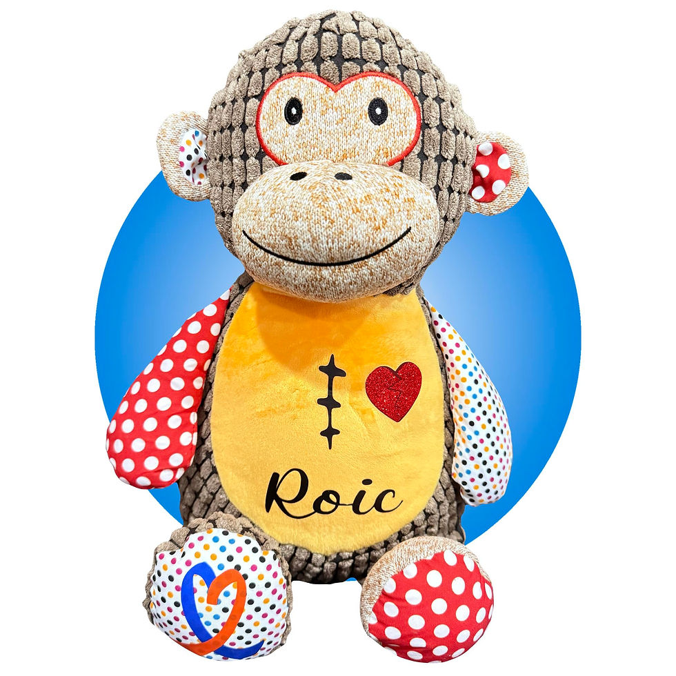 Thumbnail: 17" sensory monkey stuffed animal for post heart surgery, heart surgery gifts for kids by kikilishop.com