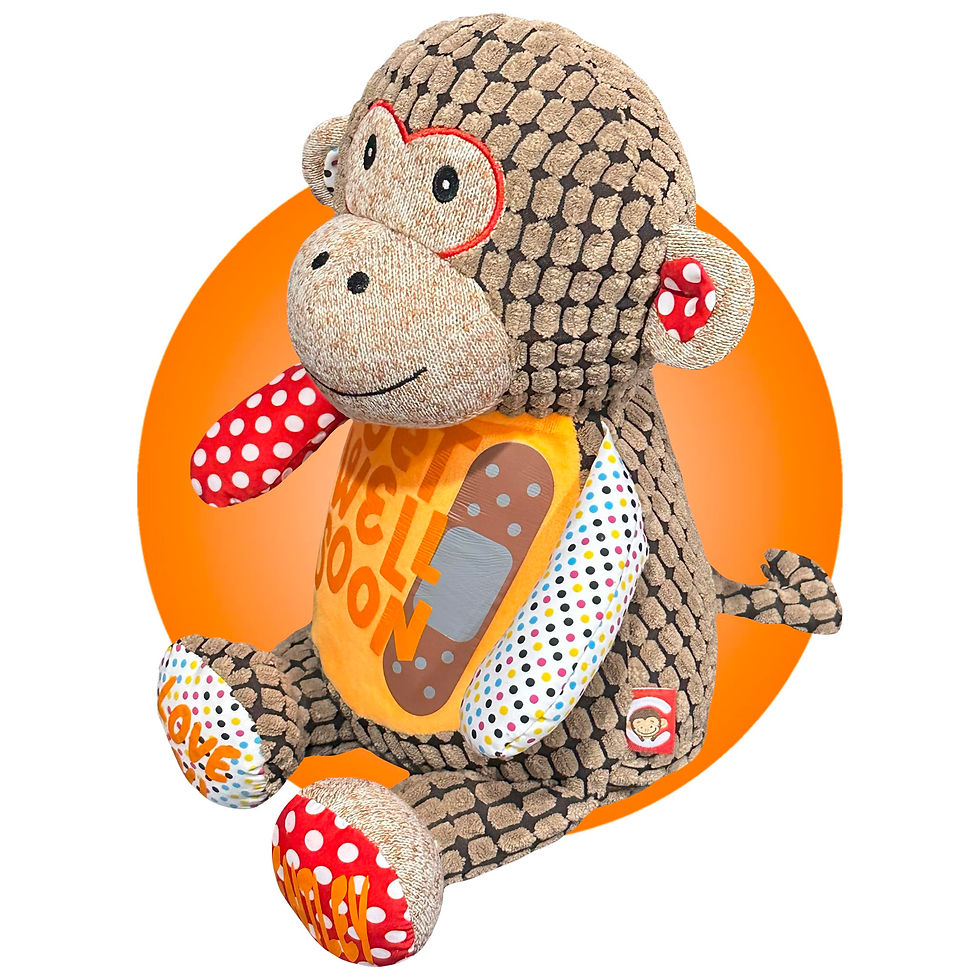 Thumbnail: 17" personalized get well soon monkey stuffed animal, get well gift for kids