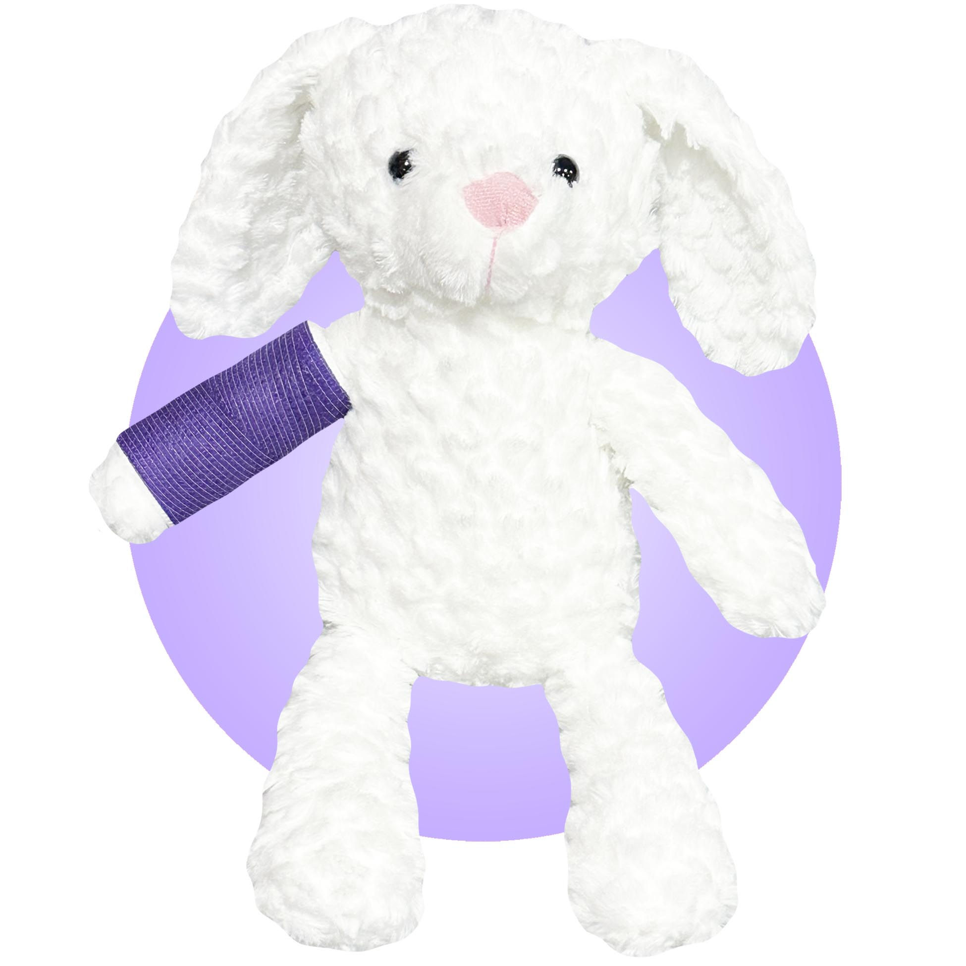 14" white rabbit with a custom cast color and location for child with broken bone by kikilisohp.com