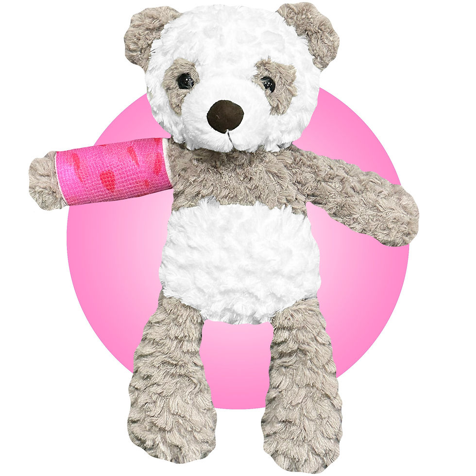 14" panda bear stuffed animal wearing a custom cast color and location by kikilishop.com