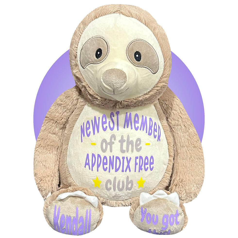 17" personalized brown sloft, gift for kid getting appendix removed, appendectomy gifts by kikilishop.com