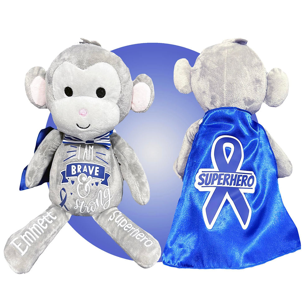 Thumbnail: personalized cancer gifts for kids, leukemia gifts for children with cancer, personalized monkey superhero gift for cancer