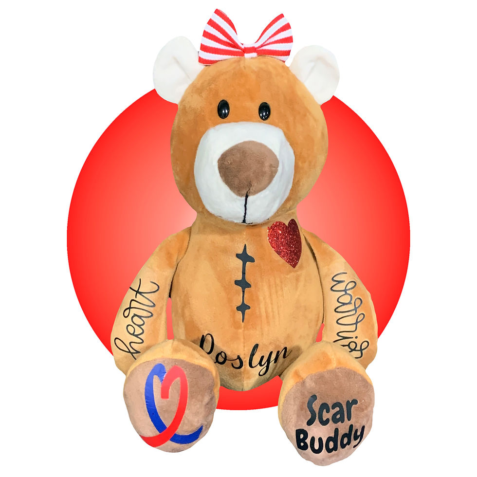 Thumbnail: heart surgery brown teddy bear by kikilishop personalized chd heart warrior teddy bear