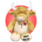 Thumbnail: 17" highland cow stuffed animal for post heart surgery, custom heart and scar locations