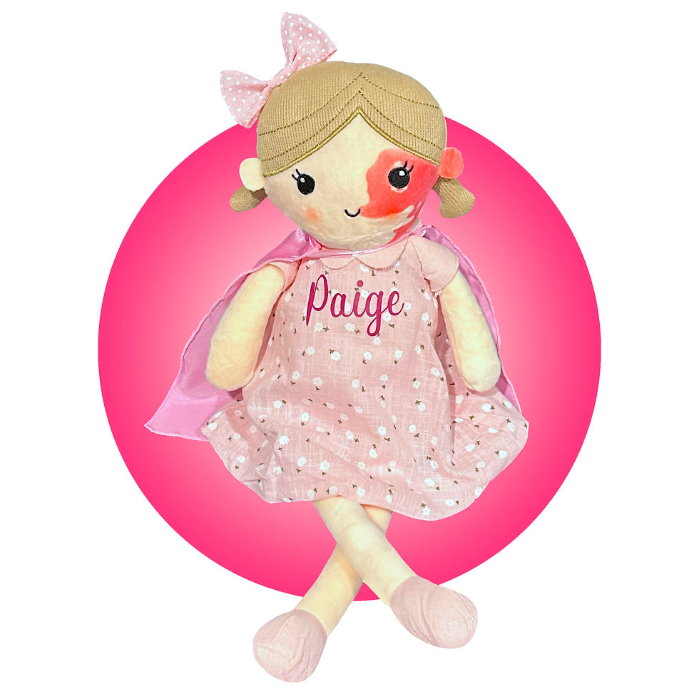 Thumbnail: 14" Custom Birthmark Doll:  VBF Birthmark.org Port Wine Stain Replica Dolls