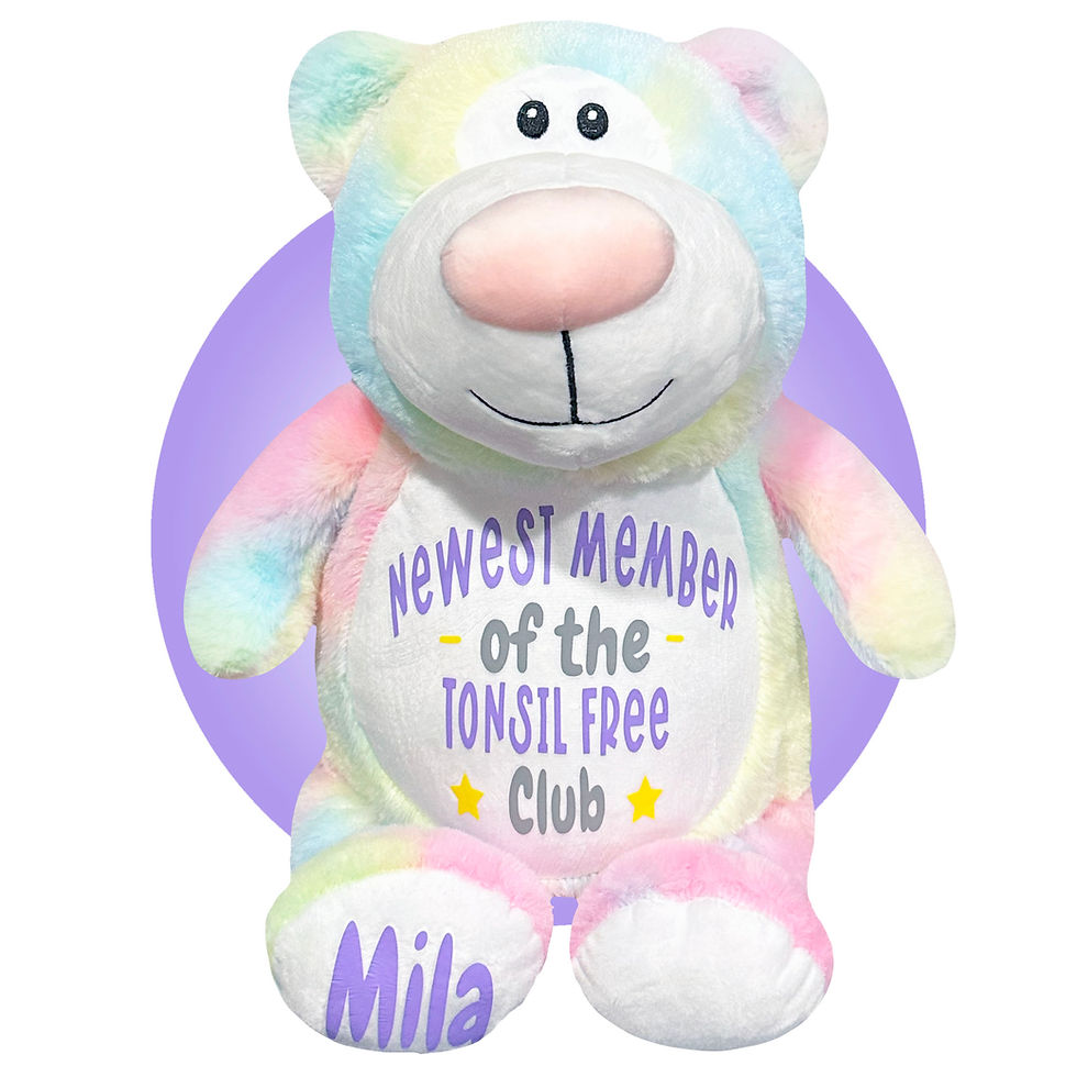 Thumbnail: Gift for Child Getting Tonsils Out - 17" Personalized Pastel Teddy Bears