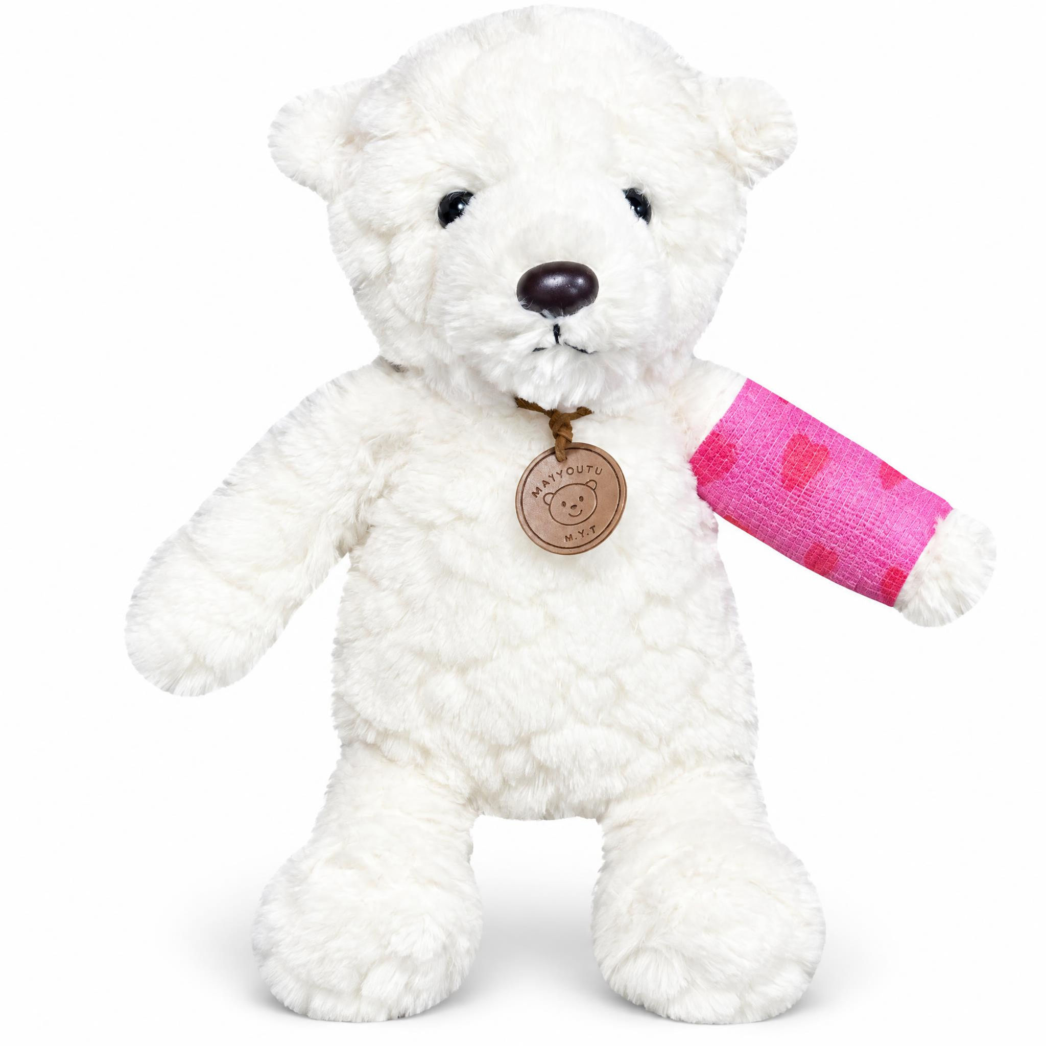 14" white teddy bear with custom cast, broken bone bear for kids, get well gift for broken bone