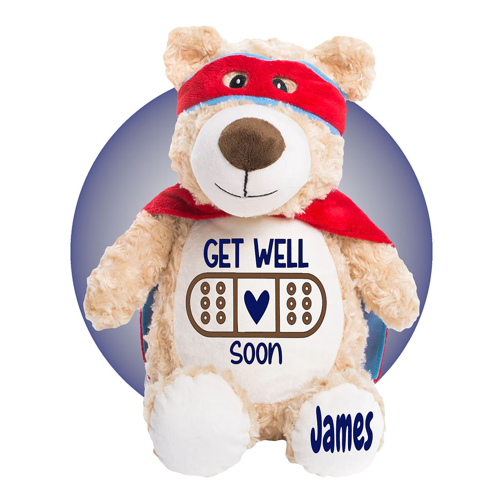 Thumbnail: Superhero Teddy Bear Personalized Surgery Gift - Choose Your Color Scheme!