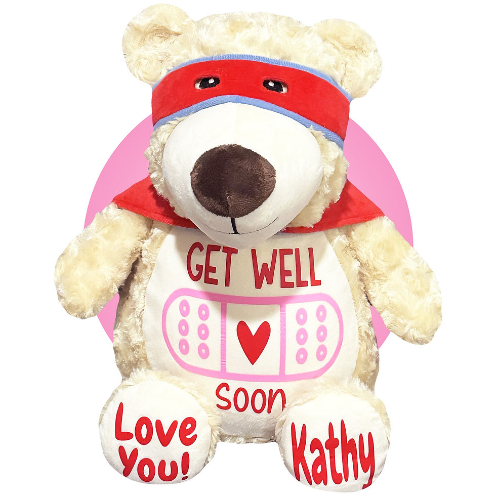Thumbnail: 17" get well soon superhero teddy bear with large bandage, personalized get well gifts by kikilishop.com