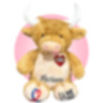 Thumbnail: 17" highland cow stuffed animal for post heart surgery, custom heart and scar locations