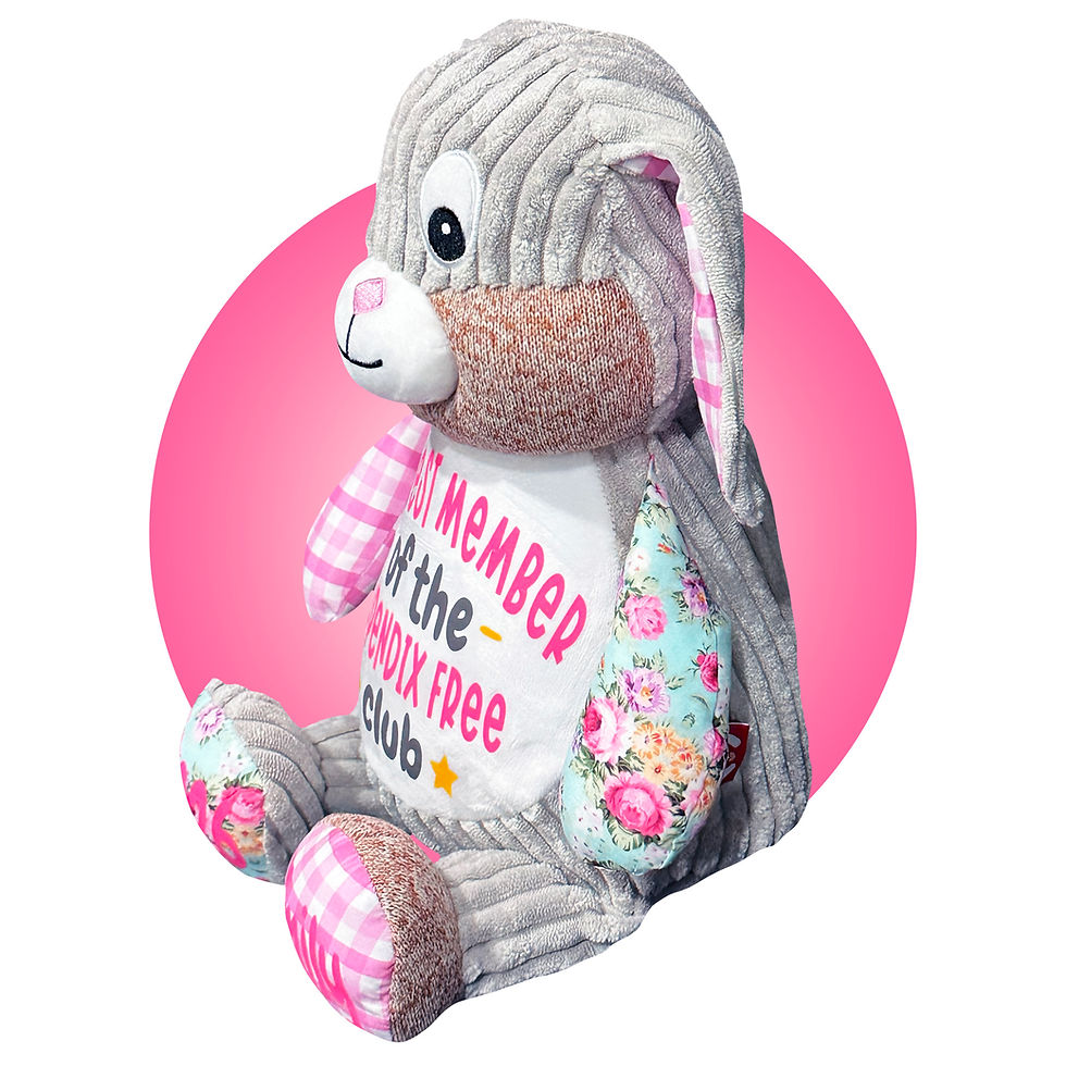 Thumbnail: 17" pink personalized bunny for appendectomy, appendix surgery gifts for kids by kikilishop.com