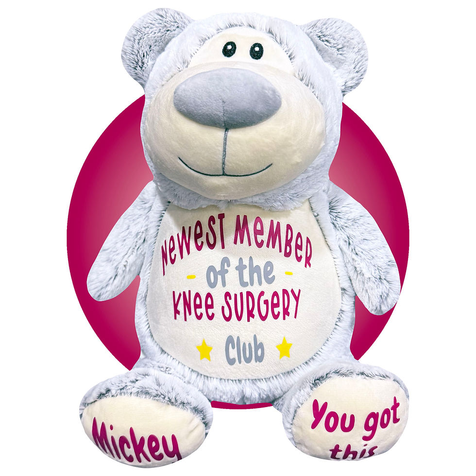 Thumbnail: 17" PERSONALIZED knee surgery grey teddy bear, grey teddy bear for knee surgery, knee surgery stuffed animal
