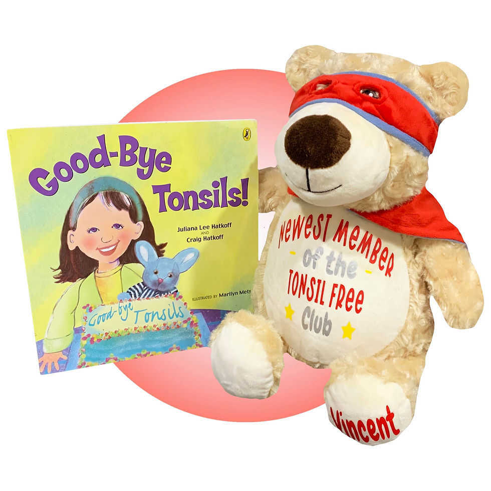 Thumbnail: 17" personalized teddy bear for tonsillectomy surgery, gift for getting tonsils out by kikilishop.com