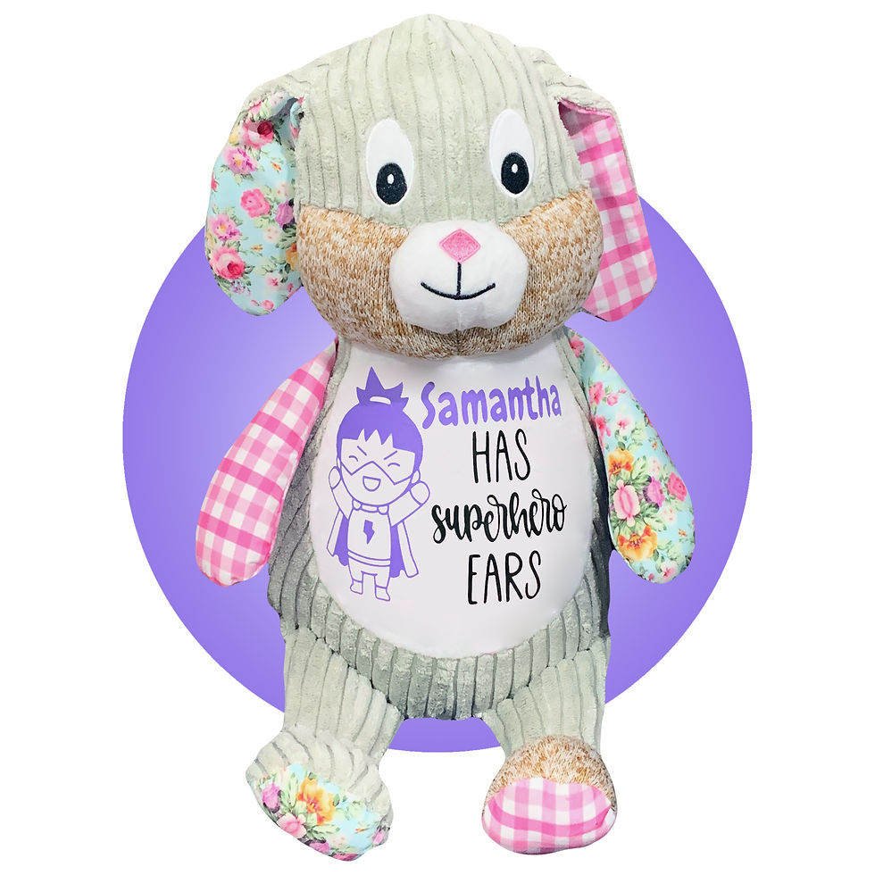 Thumbnail: ear tube stuffed animals for kids, ear tube surgery personalized pink bunny