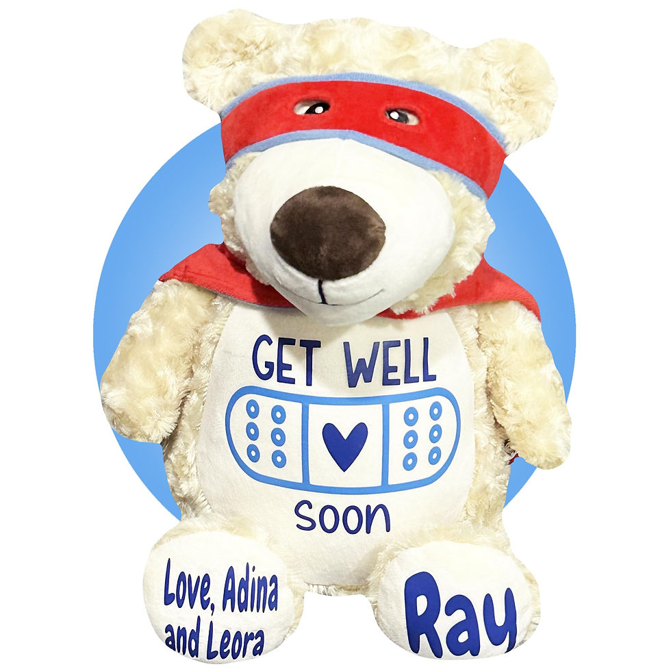 Thumbnail: 17" get well soon superhero teddy bear with large bandage, personalized get well gifts by kikilishop.com