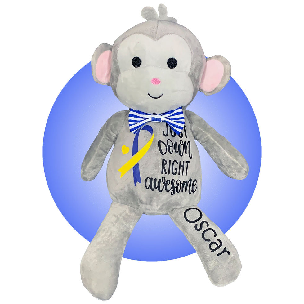 Thumbnail: Down Syndrome Monkey Gift  - 13" Personalized Monkey Down Syndrome Awareness