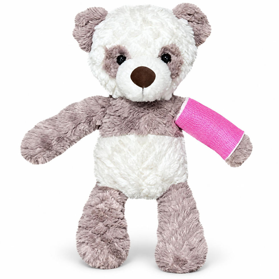 Thumbnail: 14" panda bear stuffed animal wearing a custom cast color and location by kikilishop.com